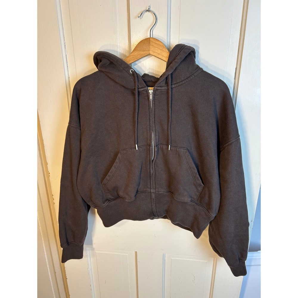 GAP Women Terra Brown New Abbrev FZ Cropped Full Zip Hoodie Fleece Medium 714577